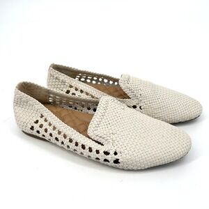 Birdies Starling Woven Loafers Womens 9 Cream Pointed Toe Flats Lattice